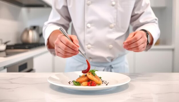 Kucharz przygotowujący danie